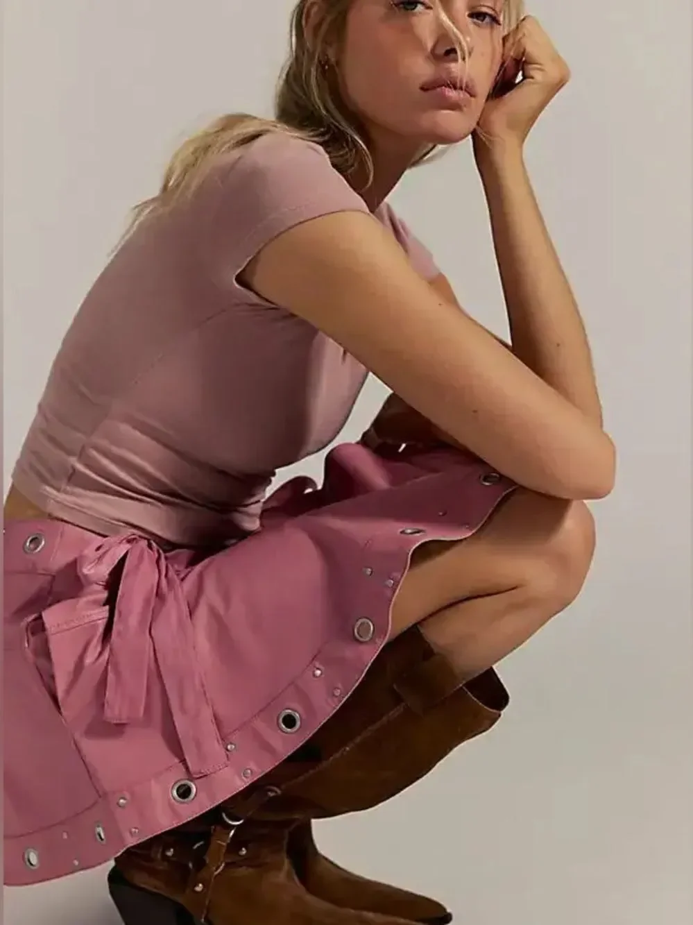 Free People Cassis Vegan Leather Wrap Skirt